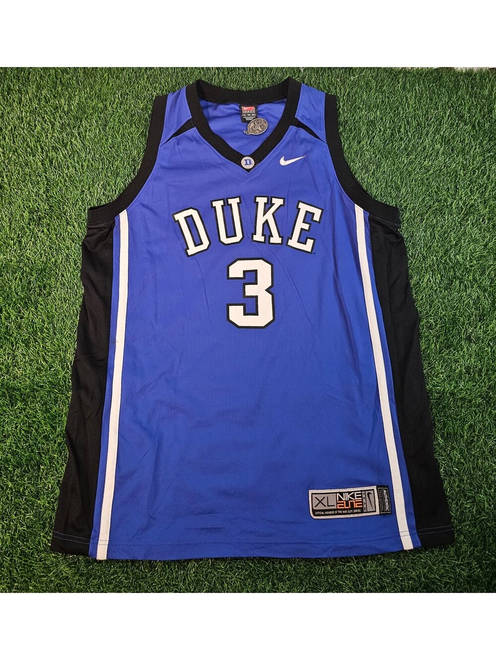 Vintage 2000s Nike Elite Duke #3 Basketball Jersey XL Blue Black White